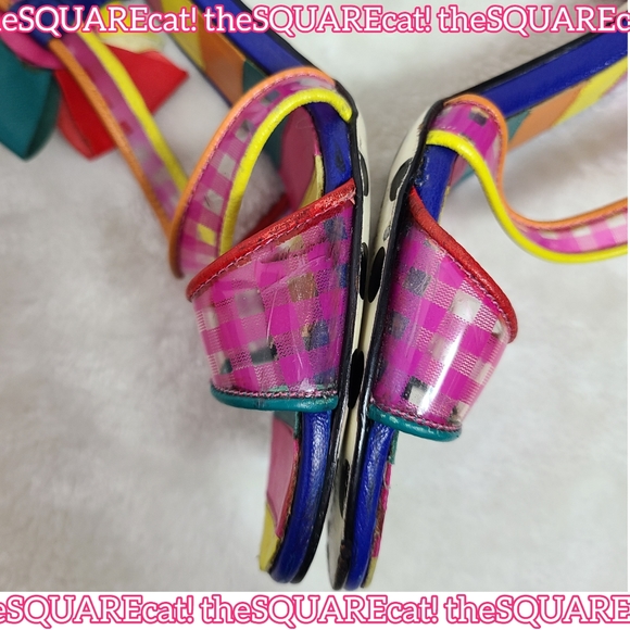 Betseyville π Rainbow jem flowers clear gingham straps lucite high heels y2k π - Picture 9 of 14